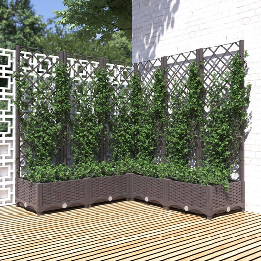 vidaXL Fioriera da Giardino e Graticcio Marrone 120x120x121,5 cm in PP VIDAXL