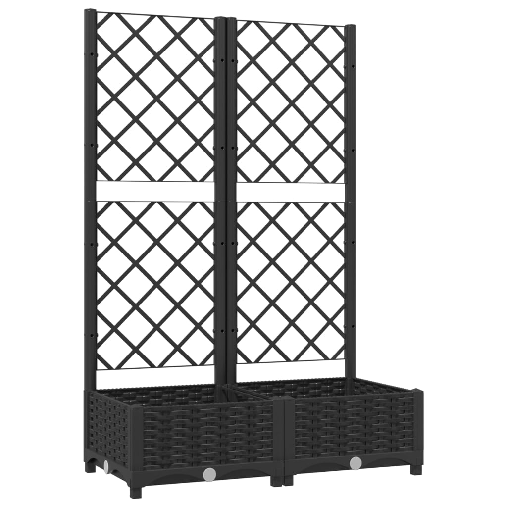 vidaXL Fioriera da Giardino con Graticcio Nero 80x40x121,5 cm in PP VIDAXL