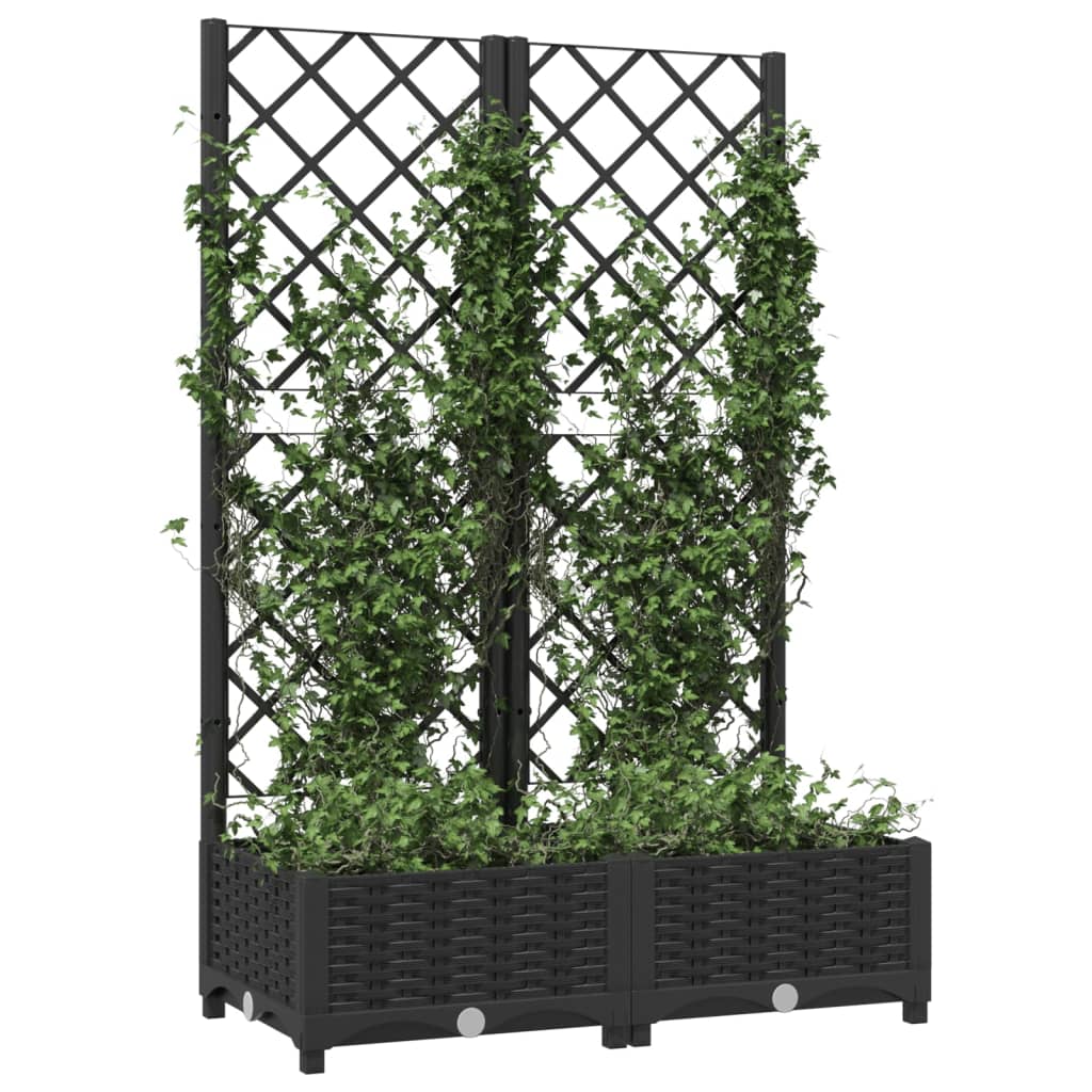 vidaXL Fioriera da Giardino con Graticcio Nero 80x40x121,5 cm in PP VIDAXL