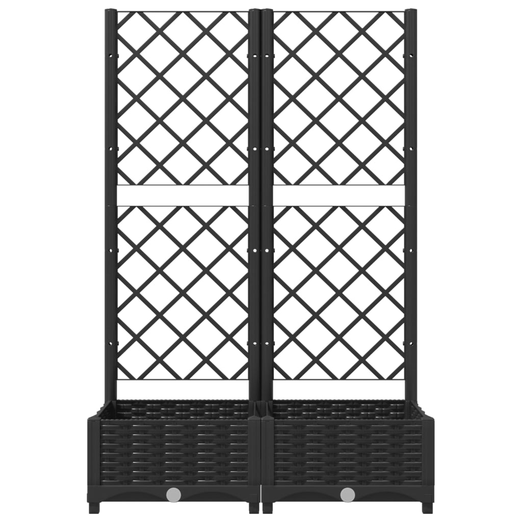 vidaXL Fioriera da Giardino con Graticcio Nero 80x40x121,5 cm in PP VIDAXL