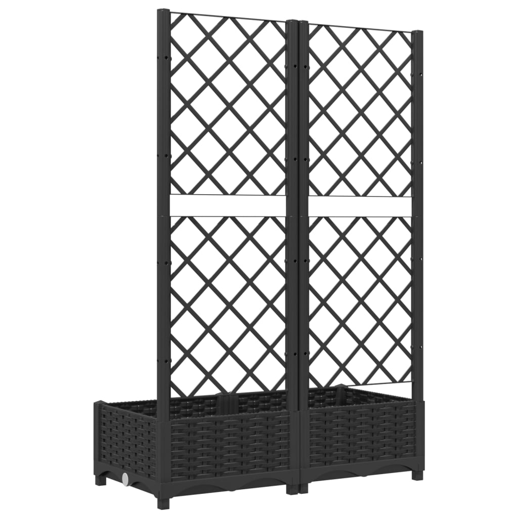 vidaXL Fioriera da Giardino con Graticcio Nero 80x40x121,5 cm in PP VIDAXL