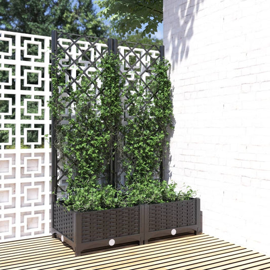 vidaXL Fioriera da Giardino con Graticcio Nero 80x40x121,5 cm in PP VIDAXL