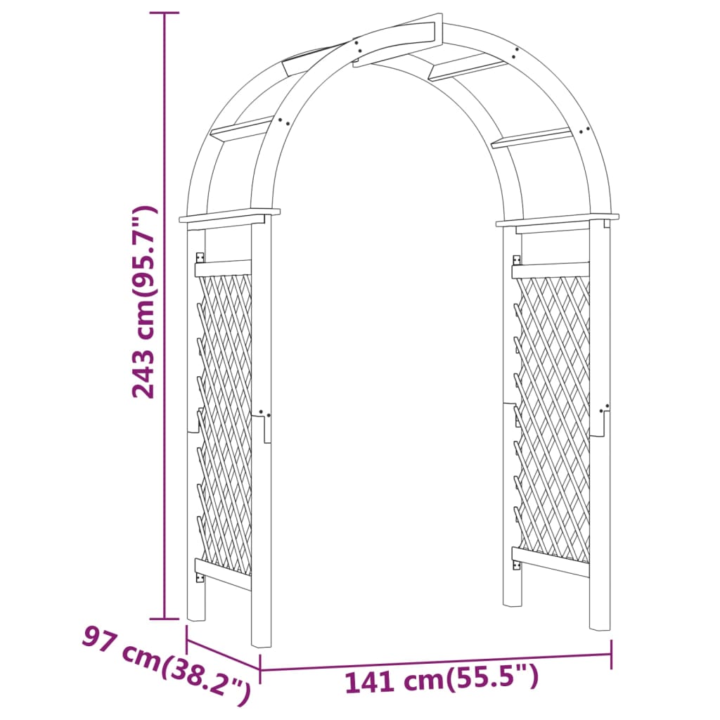 vidaXL Arco con Traliccio 141x97x243 cm in Legno di Pino Impregnato