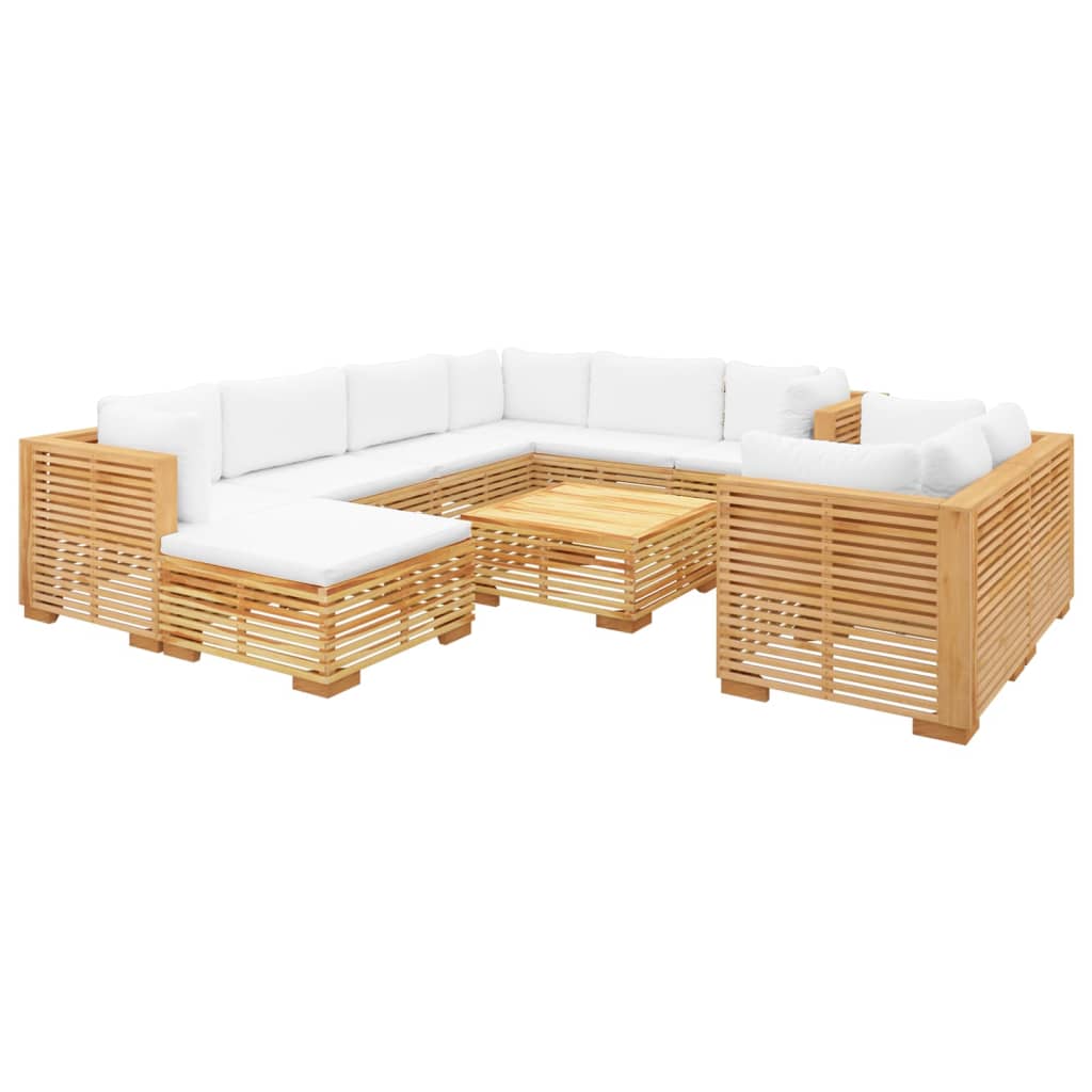 vidaXL Set Divani da Giardino 10 pz con Cuscini Legno Massello di Teak