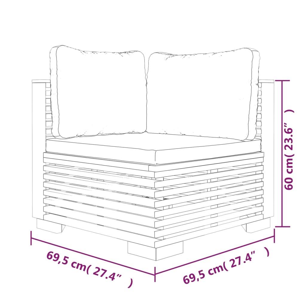 vidaXL Set Divani da Giardino 10 pz con Cuscini Legno Massello di Teak