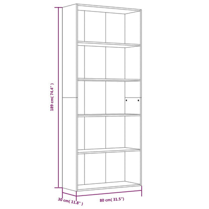 vidaXL Libreria 5 Ripiani Grigio Sonoma 80x30x189 cm Legno Multistrato