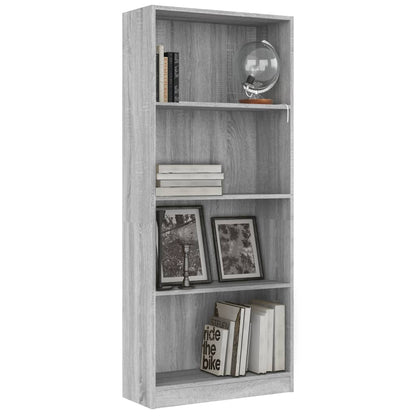 vidaXL Libreria 4 Ripiani Grigio Sonoma 60x24x142 cm Legno Multistrato