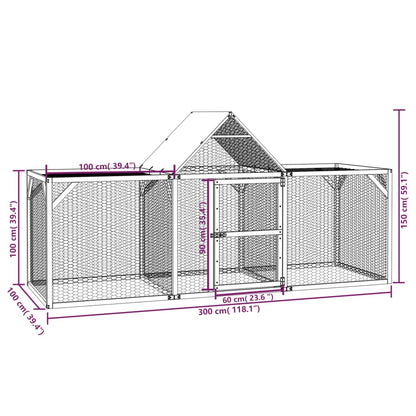 vidaXL Pollaio 300x100x150 cm in Legno di Pino Massello Impregnato