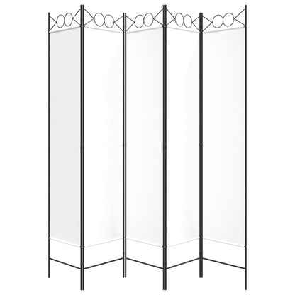 vidaXL Divisorio a 5 Pannelli Bianco 200x200 cm Tessuto