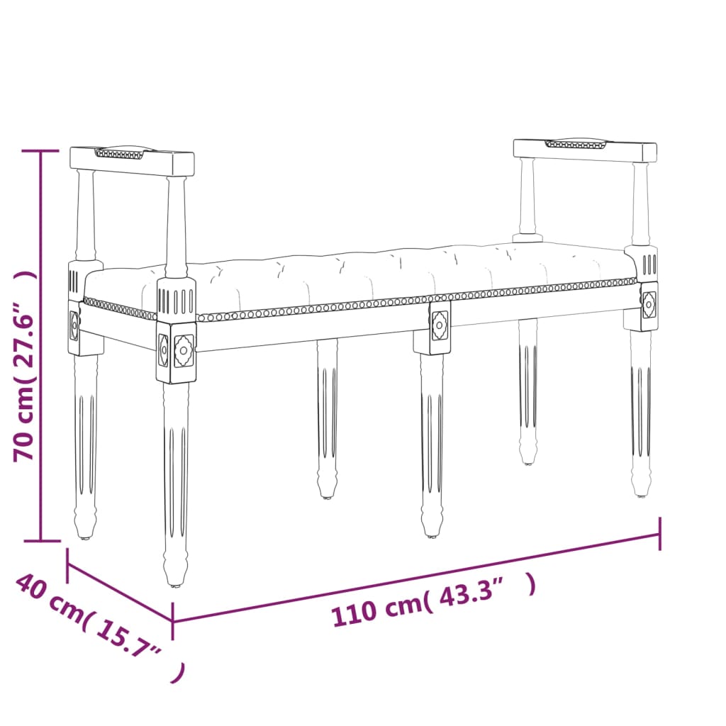 vidaXL Panca Grigio Scuro 110x40x70 cm in Tessuto