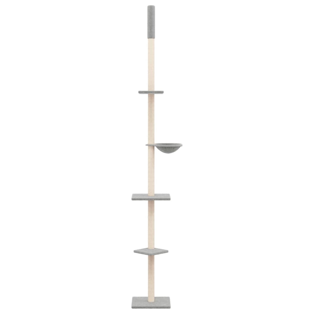 vidaXL Albero per Gatti Pavimento Soffitto Grigio Chiaro 263,5-289,5cm