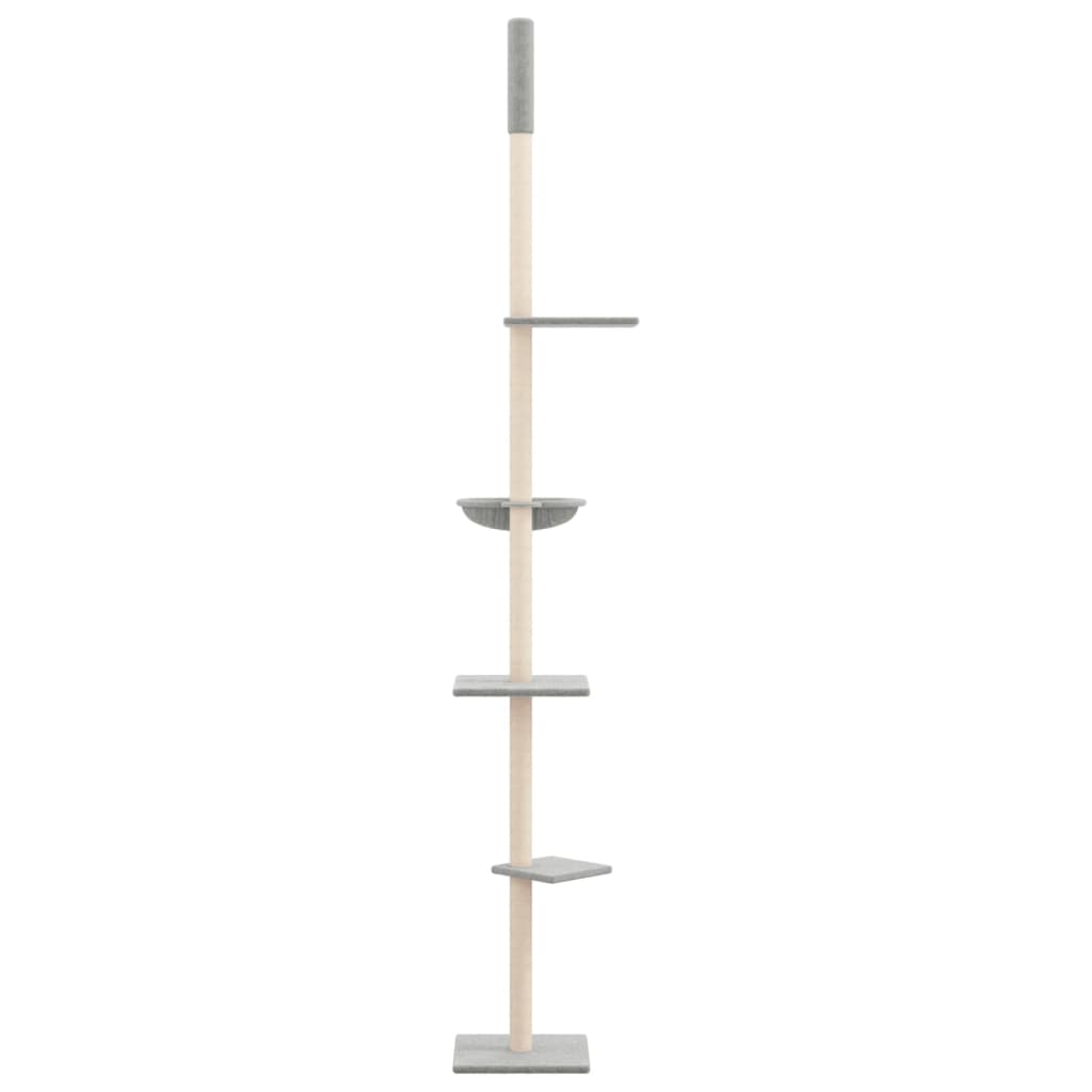 vidaXL Albero per Gatti Pavimento Soffitto Grigio Chiaro 263,5-289,5cm