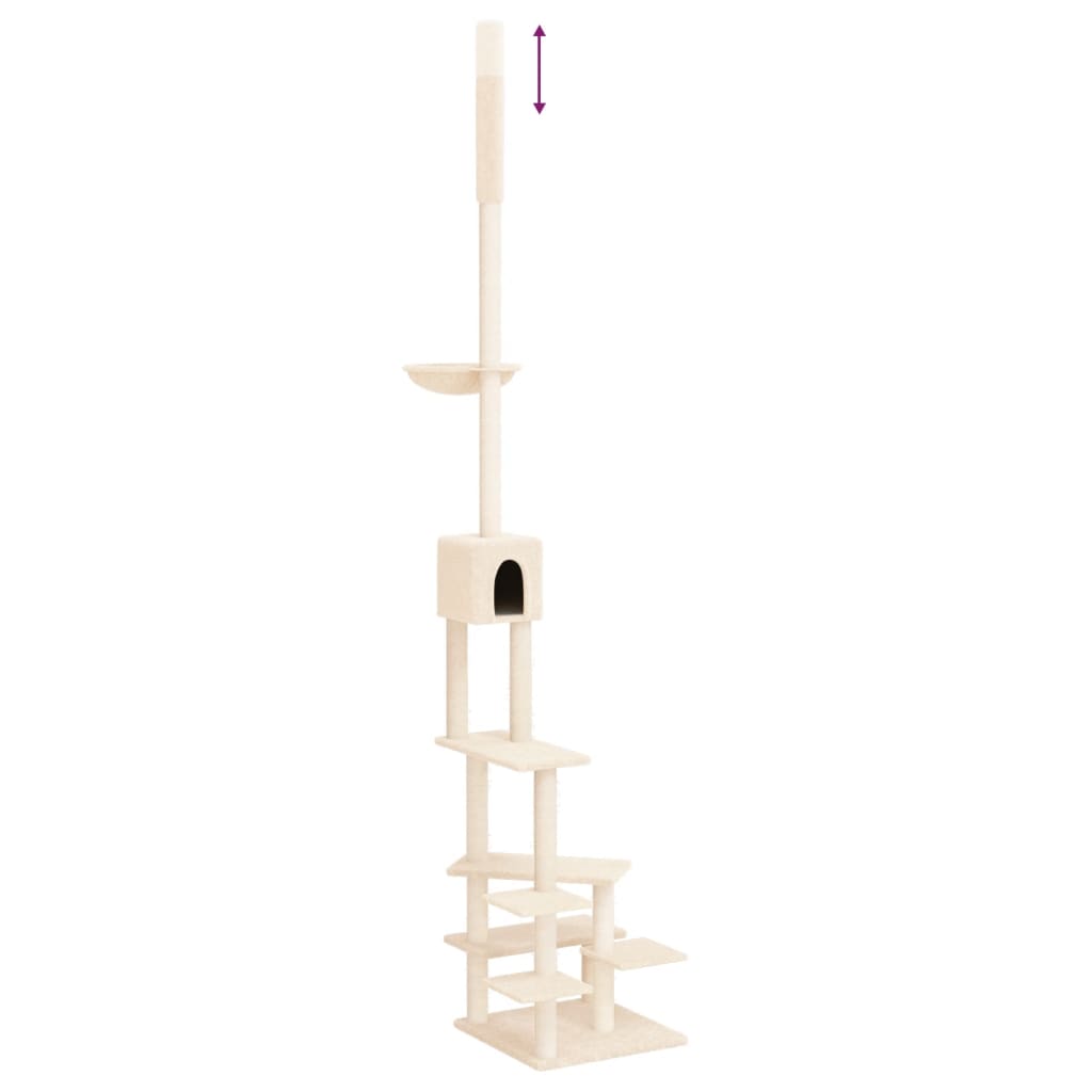 vidaXL Albero per Gatti da Pavimento a Soffitto Crema 268,5-294,5 cm