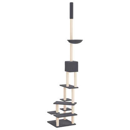 vidaXL Albero per Gatti Pavimento Soffitto Grigio Scuro 268,5-294,5 cm