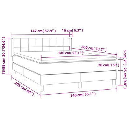 vidaXL Giroletto a Molle con Materasso Marrone Scuro 140x200cm Tessuto