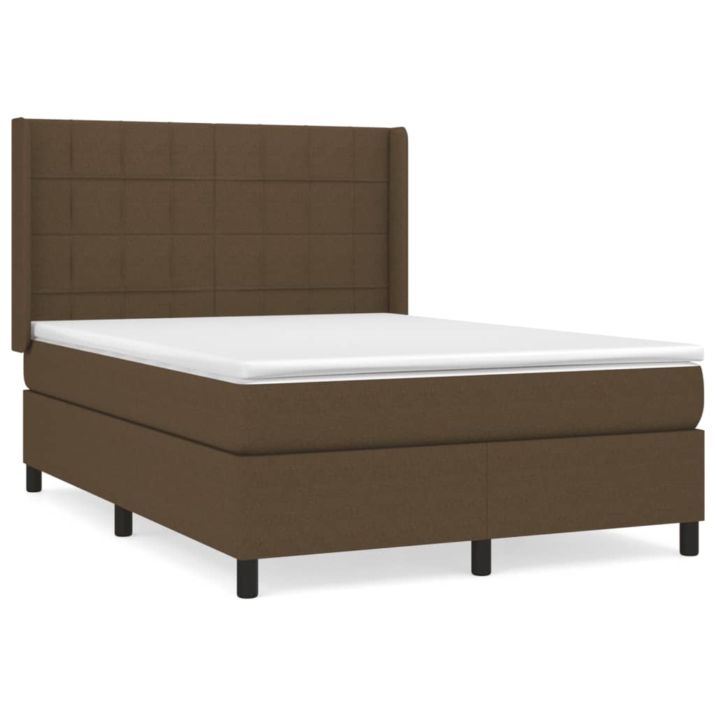 vidaXL Giroletto a Molle con Materasso Marrone Scuro 140x200cm Tessuto