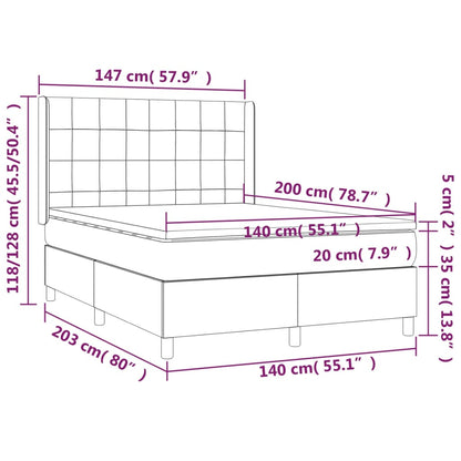 vidaXL Giroletto a Molle con Materasso Marrone Scuro 140x200cm Tessuto
