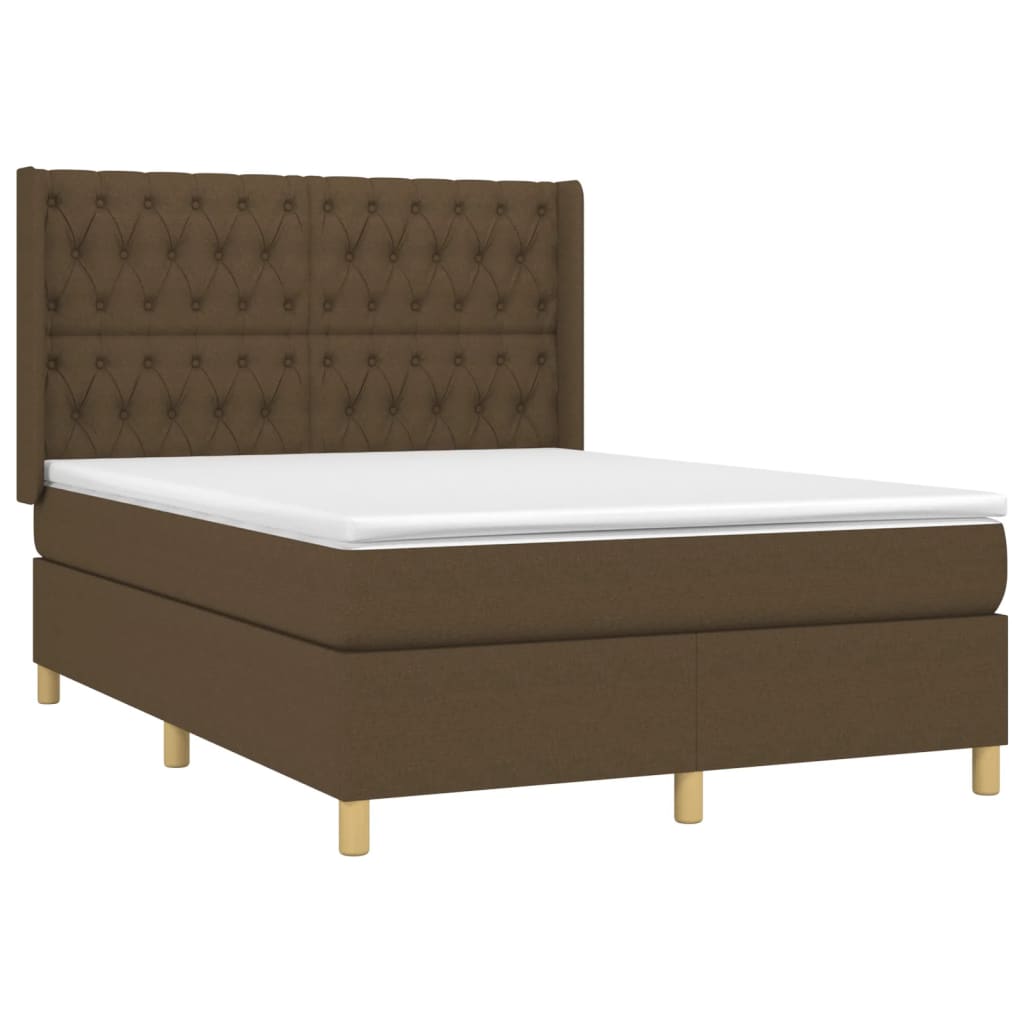 vidaXL Giroletto a Molle con Materasso Marrone Scuro 140x200cm Tessuto