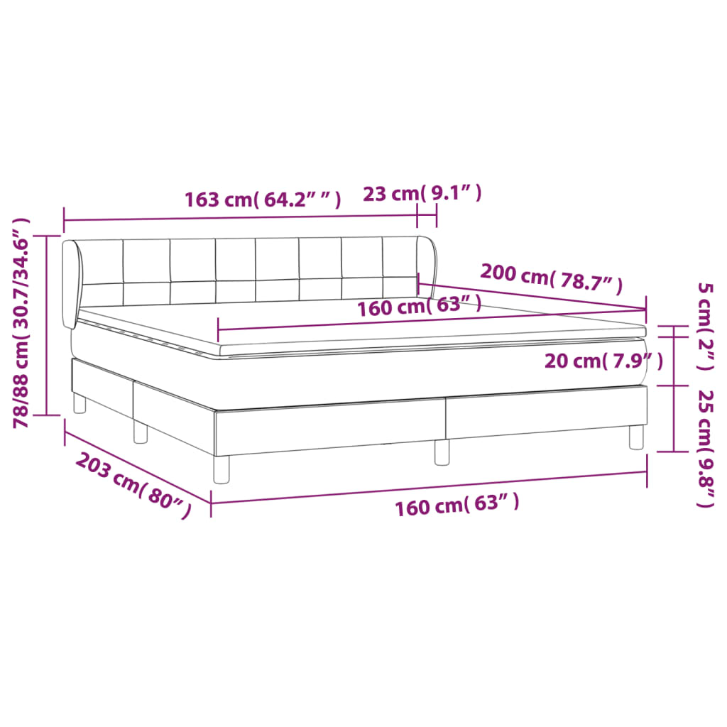 vidaXL Giroletto a Molle con Materasso Marrone Scuro 160x200cm Tessuto