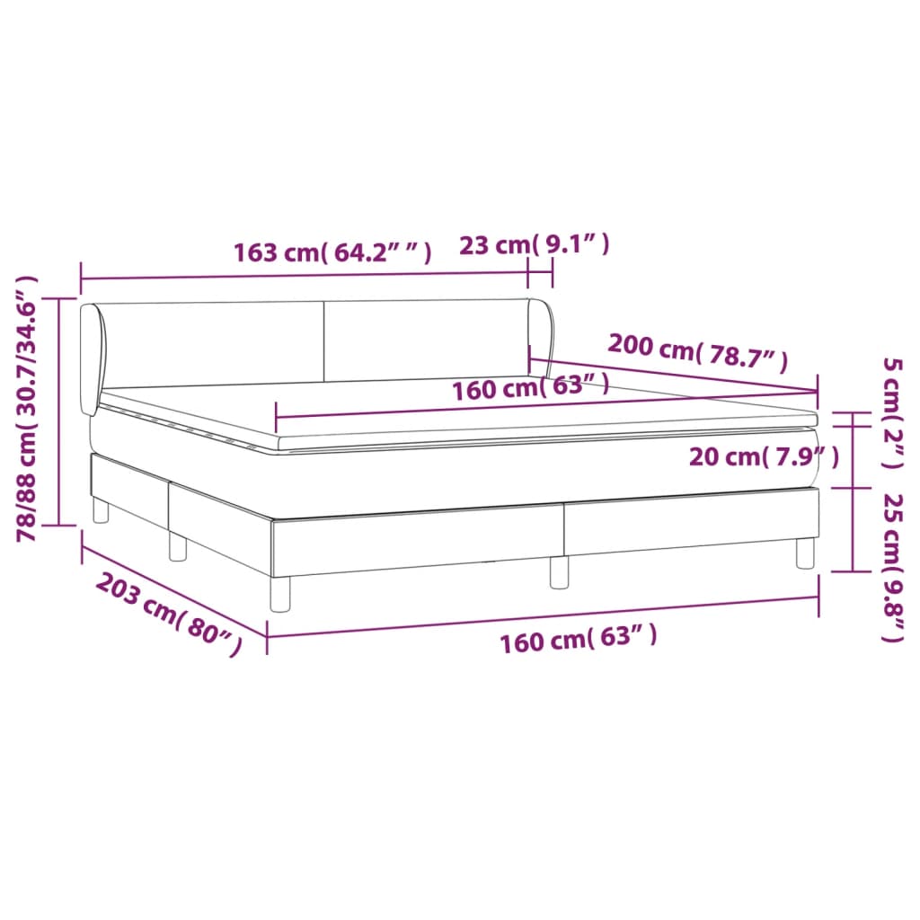 vidaXL Giroletto a Molle con Materasso Marrone Scuro 160x200cm Tessuto