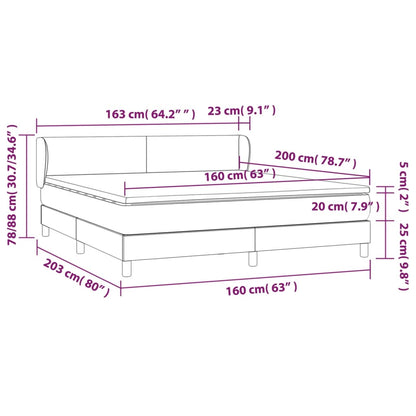 vidaXL Giroletto a Molle con Materasso Marrone Scuro 160x200cm Tessuto