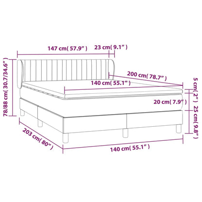 vidaXL Giroletto a Molle con Materasso Marrone Scuro 140x200cm Tessuto