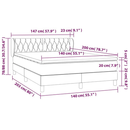 vidaXL Giroletto a Molle con Materasso Marrone Scuro 140x200cm Tessuto