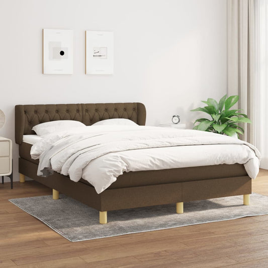 vidaXL Giroletto a Molle con Materasso Marrone Scuro 140x200cm Tessuto