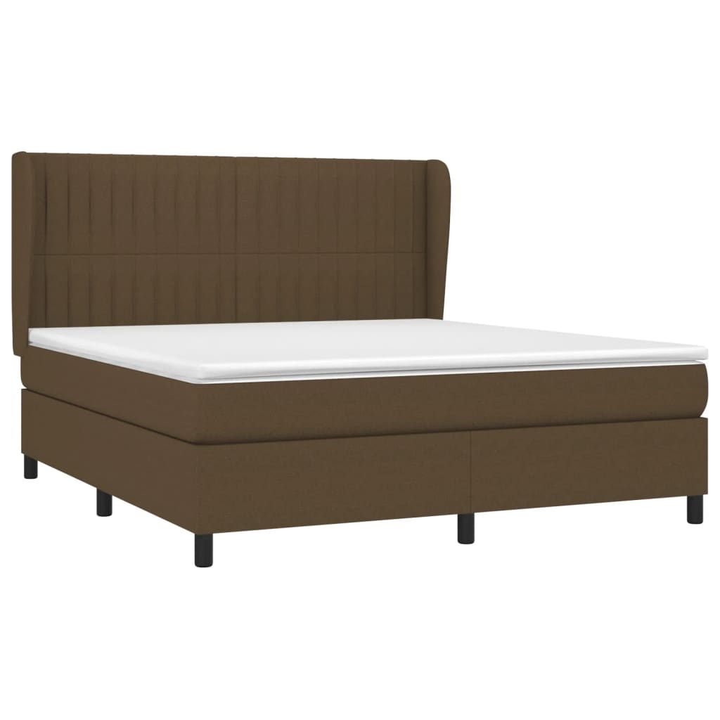 vidaXL Giroletto a Molle con Materasso Marrone Scuro 160x200cm Tessuto