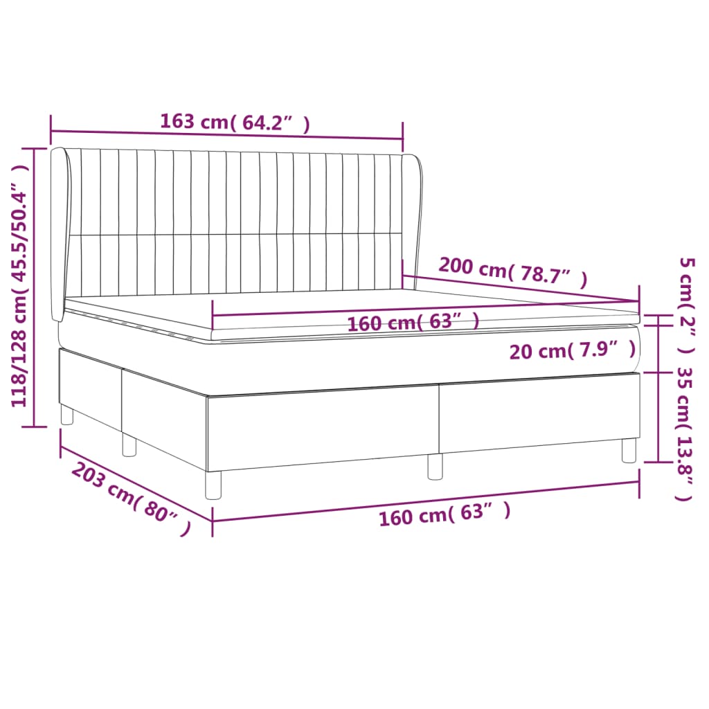 vidaXL Giroletto a Molle con Materasso Marrone Scuro 160x200cm Tessuto