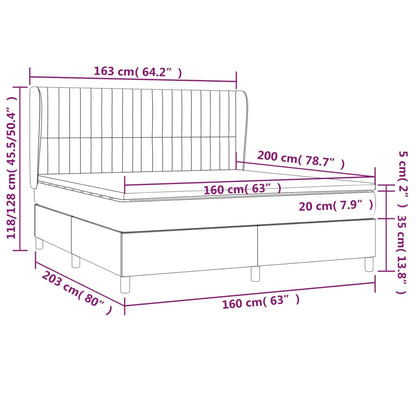 vidaXL Giroletto a Molle con Materasso Marrone Scuro 160x200cm Tessuto