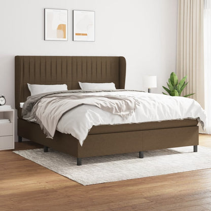 vidaXL Giroletto a Molle con Materasso Marrone Scuro 160x200cm Tessuto