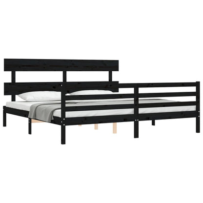 vidaXL Giroletto con Testiera Nero 200x200 cm in Legno Massello
