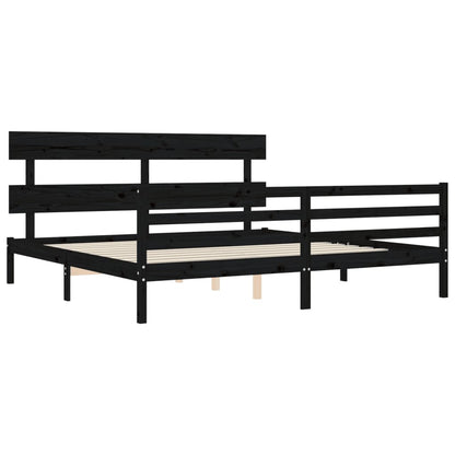 vidaXL Giroletto con Testiera Nero 200x200 cm in Legno Massello