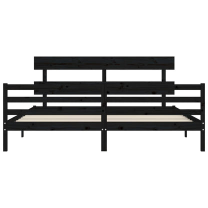 vidaXL Giroletto con Testiera Nero 200x200 cm in Legno Massello