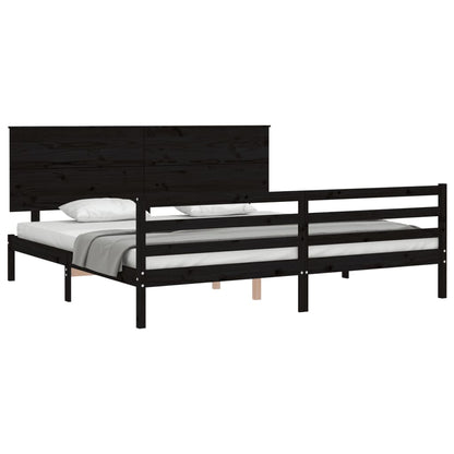 vidaXL Giroletto con Testiera Nero 200x200 cm in Legno Massello
