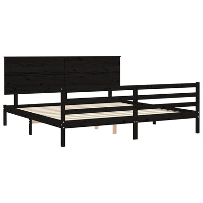 vidaXL Giroletto con Testiera Nero 200x200 cm in Legno Massello
