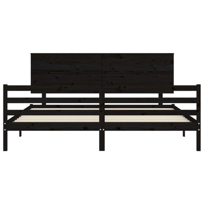 vidaXL Giroletto con Testiera Nero 200x200 cm in Legno Massello