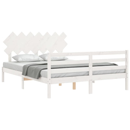 vidaXL Giroletto con Testiera Bianco 140x200 cm in Legno Massello