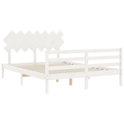 vidaXL Giroletto con Testiera Bianco 140x200 cm in Legno Massello