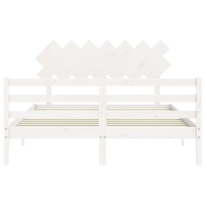 vidaXL Giroletto con Testiera Bianco 140x200 cm in Legno Massello