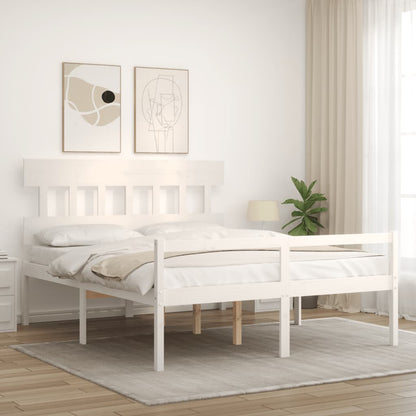 vidaXL Letto per Anziani con Testiera Bianco 160x200 cm Legno Massello