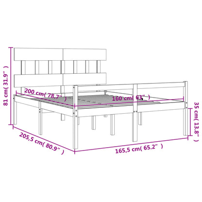 vidaXL Letto per Anziani con Testiera Bianco 160x200 cm Legno Massello
