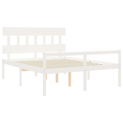 vidaXL Letto per Anziani con Testiera Bianco 160x200 cm Legno Massello