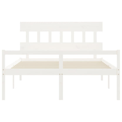 vidaXL Letto per Anziani con Testiera Bianco 160x200 cm Legno Massello