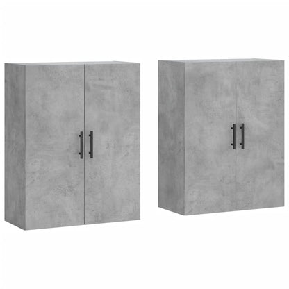 vidaXL Mobili a Parete 2 pz Grigio Cemento 69,5x34x90 cm