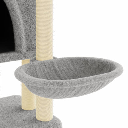 vidaXL Albero per Gatti con Tiragraffi in Sisal Grigio Chiaro 180 cm