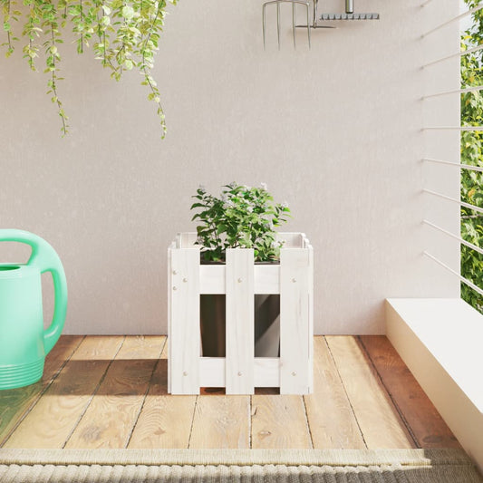 vidaXL Fioriera Giardino a Recinzione Bianco 30x30x30 cm Massello Pino VIDAXL