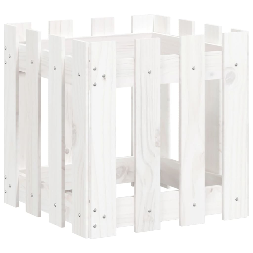 vidaXL Fioriera Giardino a Recinzione Bianco 40x40x40 cm Massello Pino VIDAXL