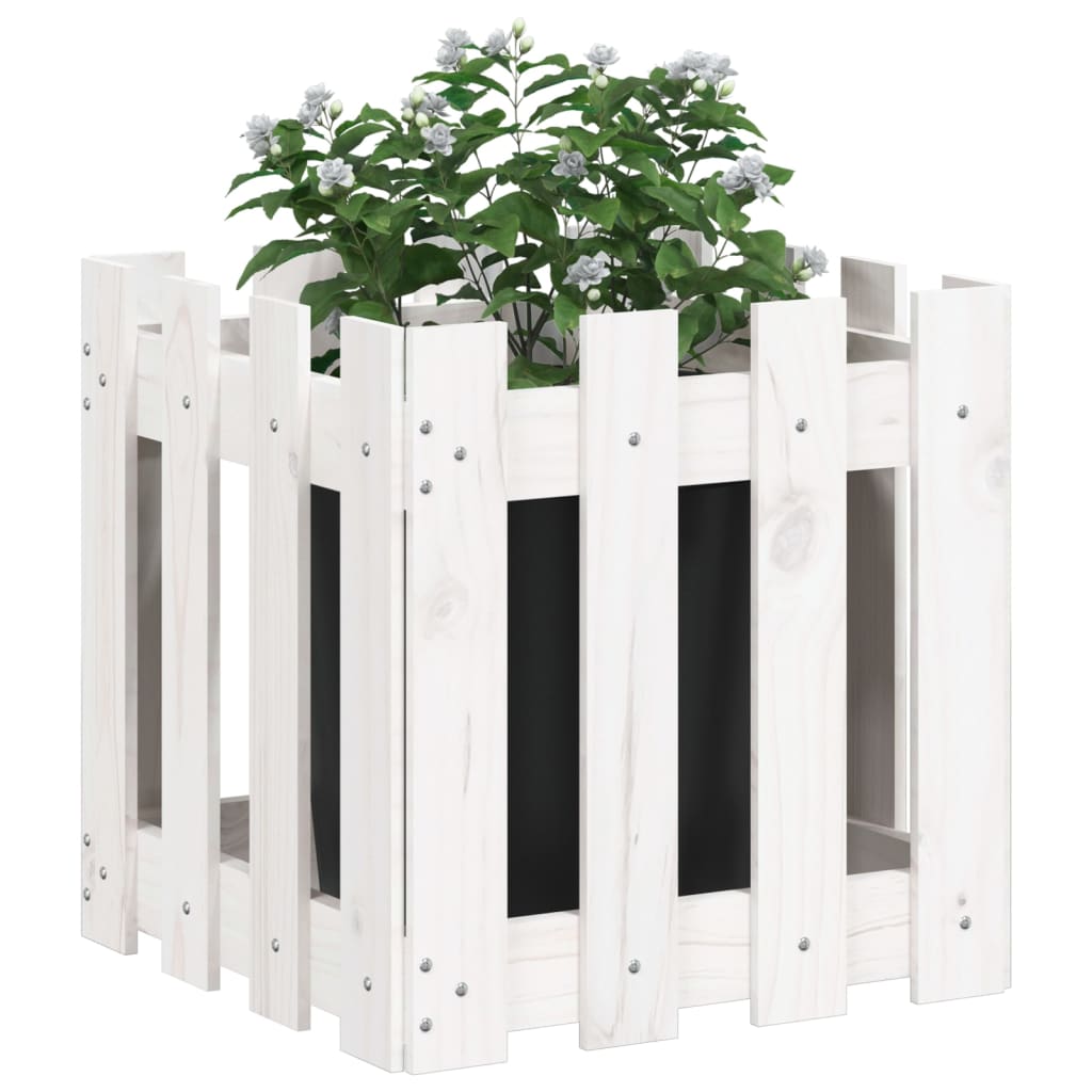 vidaXL Fioriera Giardino a Recinzione Bianco 40x40x40 cm Massello Pino VIDAXL